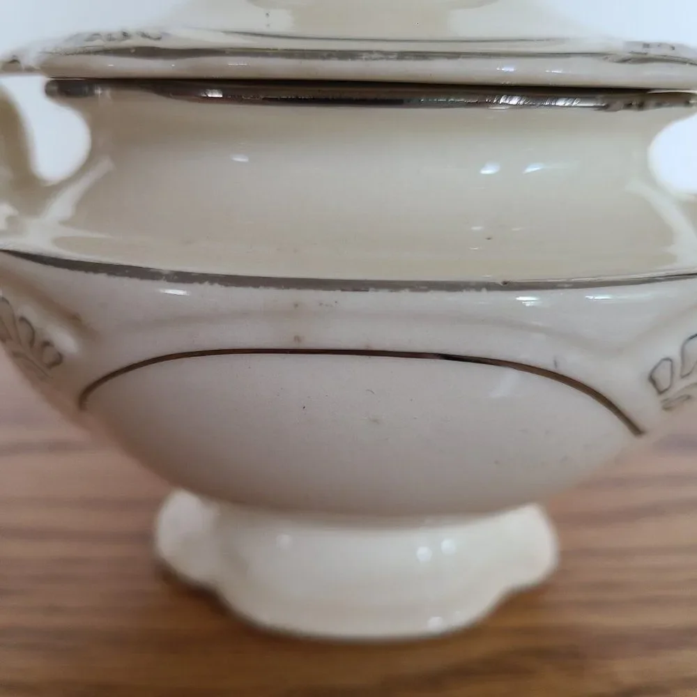 Vintage Homer Laughlin Marigold Production Small Sugar Bowl With Lid Circa 1930s